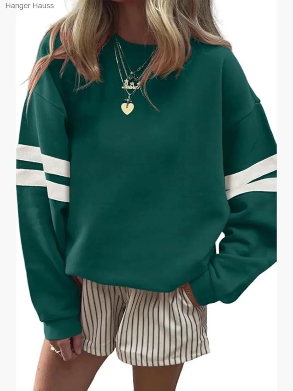 Oversized Crewneck Sweatshirt Drop Shoulder Long Sleeve Pullover Top